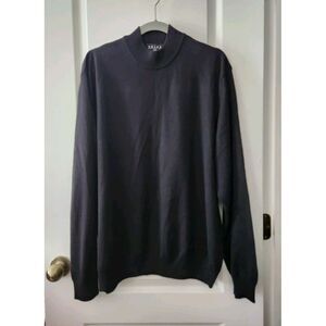 Valda Collection Italy Men's Sweater Mock Neck 50% Wool blend Black‎ Size XL